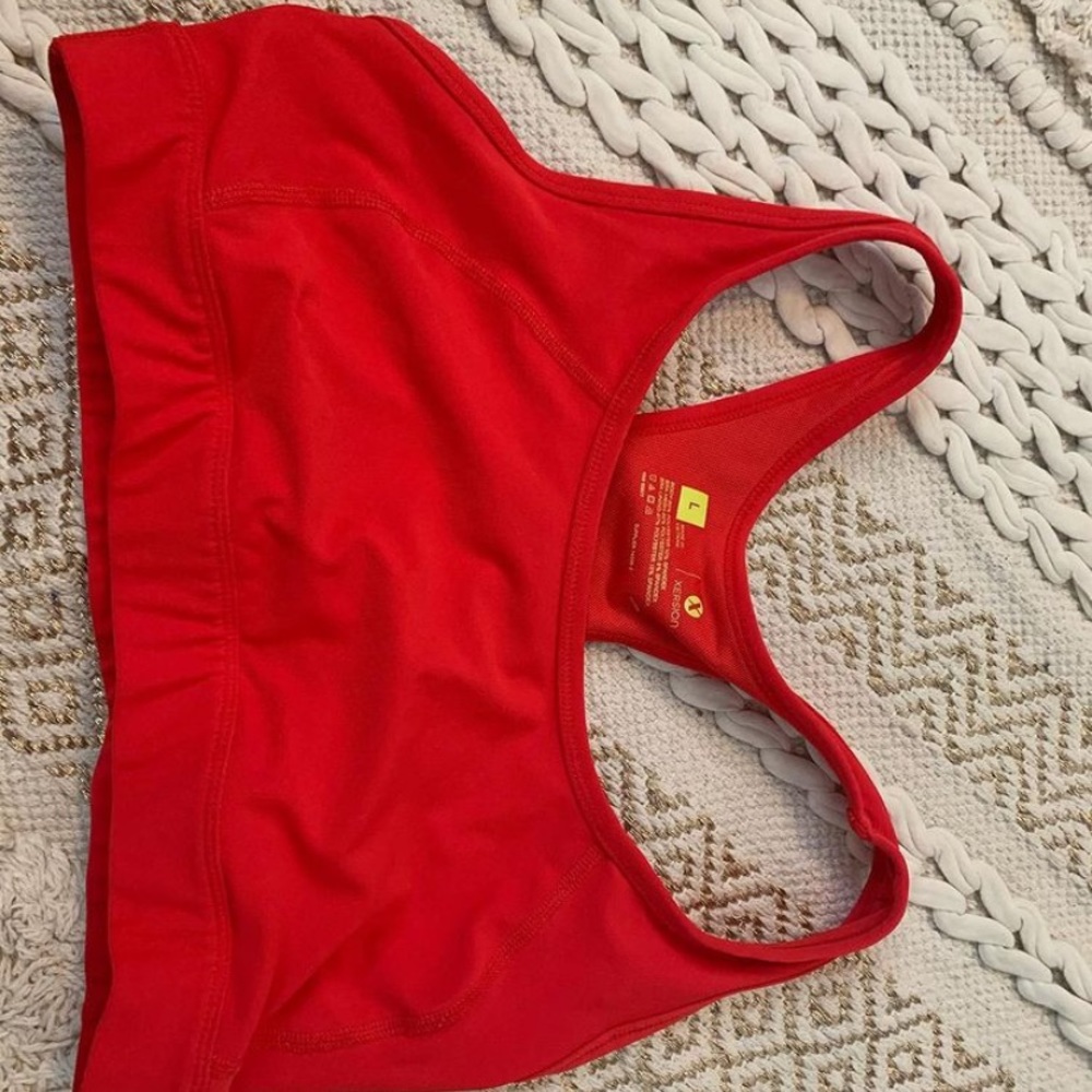 Red sports bra